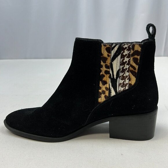 Crown Vintage Womens Black Pointed Toe Block Heel Pull-On Chelsea Boots Sz 8.5M - Picture 6 of 9